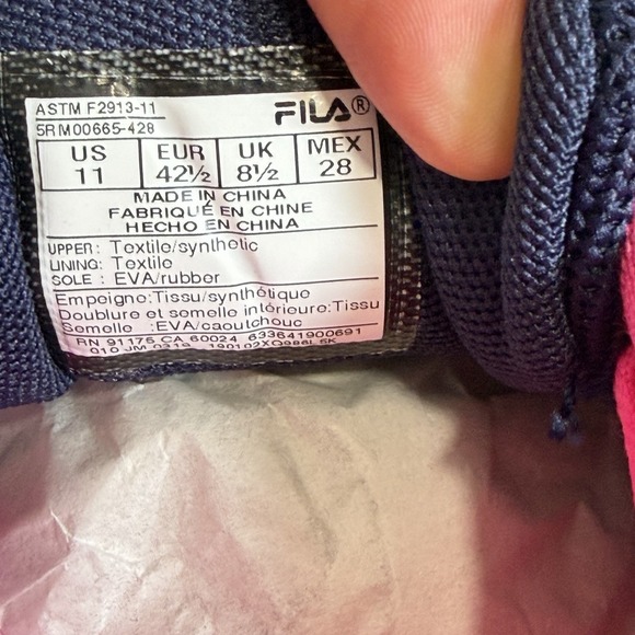 Fila Memory Techknit SR WR Womens Navy/Pink Canvas Lifestyle  Fila Size-11 Memory Techknit SR WR Womens Navy/Pink Canvas Lifestyle Sneakers